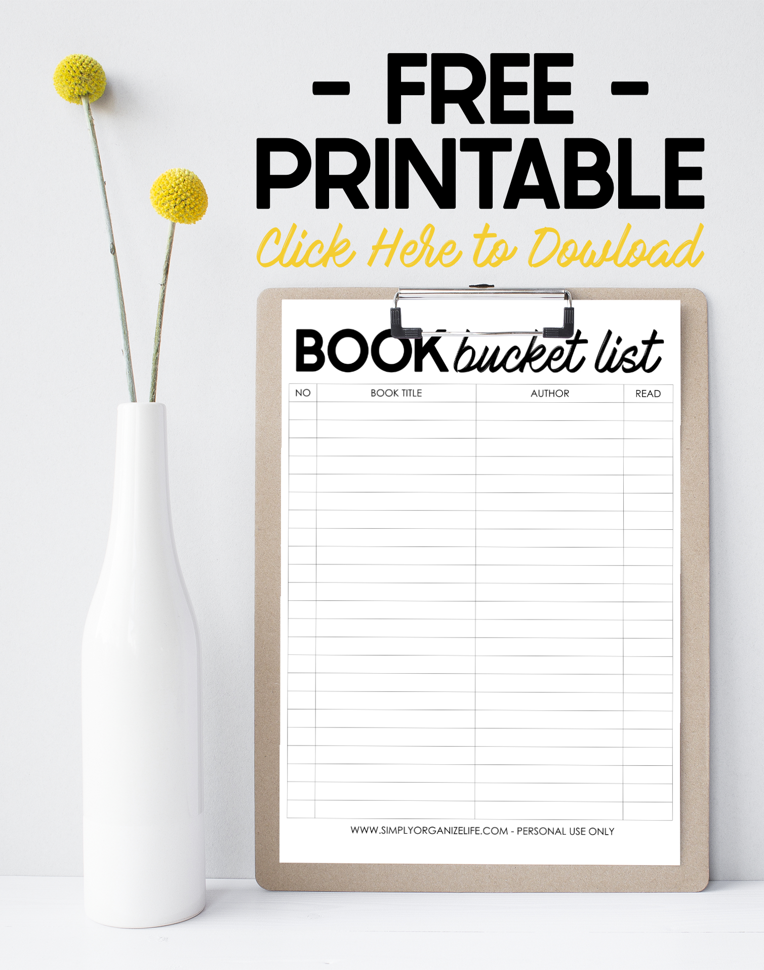 Free Printable Book Bucket List Template Simply Organize Life